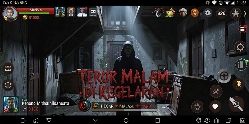 Screenshot gameplay 8180 menampilkan suasana horor yang mendebarkan.