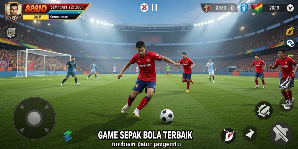 Tampilan gameplay menarik dalam pertandingan sepak bola.