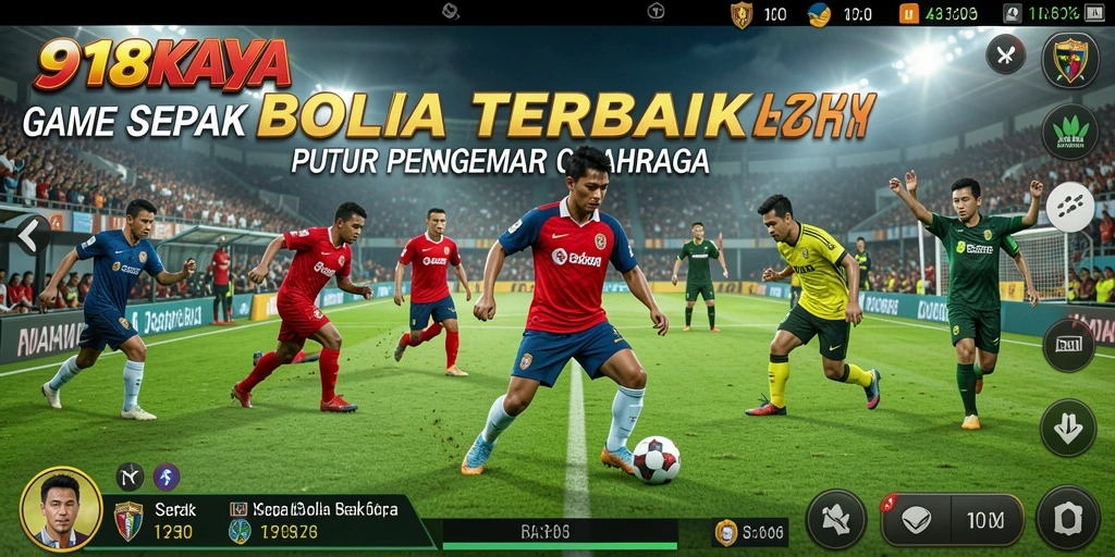 Screenshot gameplay 918KAYA menampilkan aksi sepak bola yang mendebarkan.