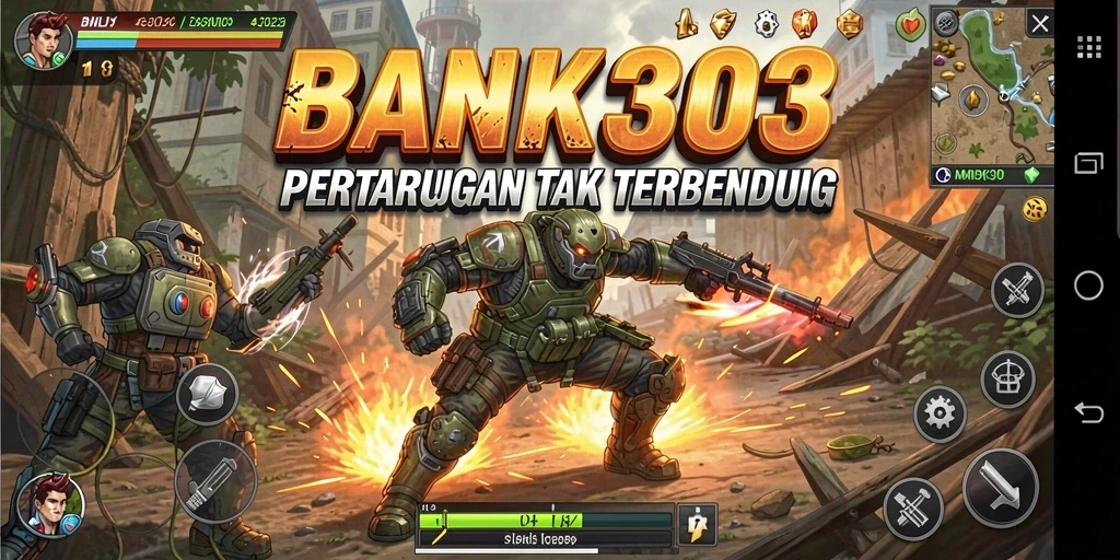 Gameplay seru dalam BANK303 dengan pertarungan dinamis.