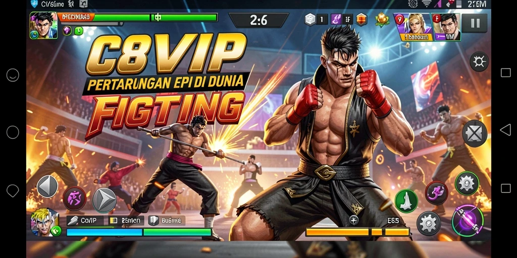 Tangkapan layar C8VIP menunjukkan pertarungan mendebarkan antara dua karakter.