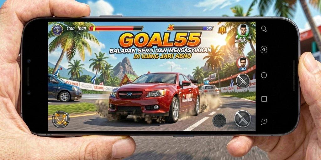 Tampilan menarik dari gameplay balapan GOAL55 yang mendebarkan.