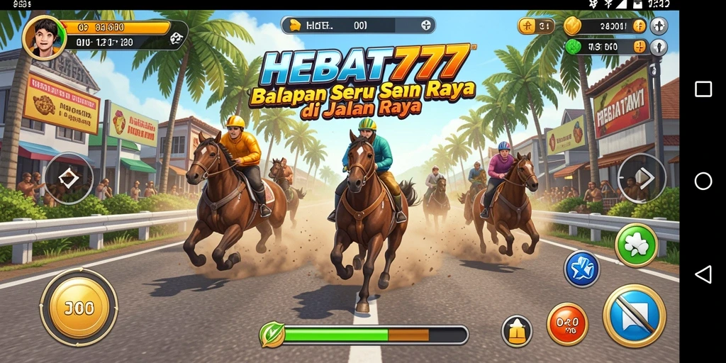 Tampilan gameplay HEBAT777 dengan aksi balapan yang mendebarkan.