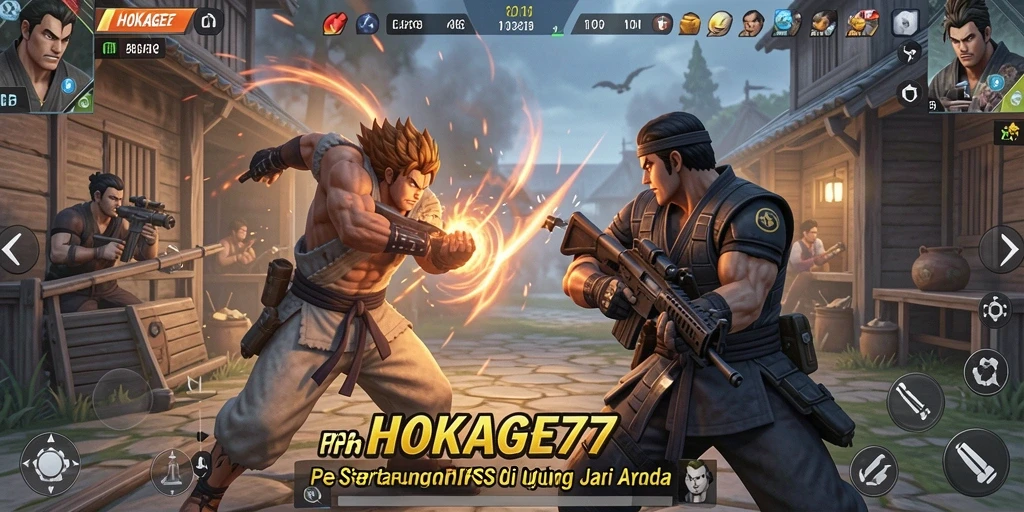 Tampilan gameplay HOKAGE77 menampilkan aksi tembak-menembak yang intens.