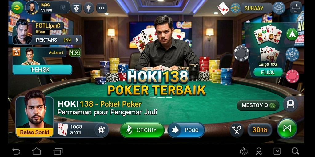 Screenshot gameplay HOKI138 dengan tampilan meja poker yang menarik.