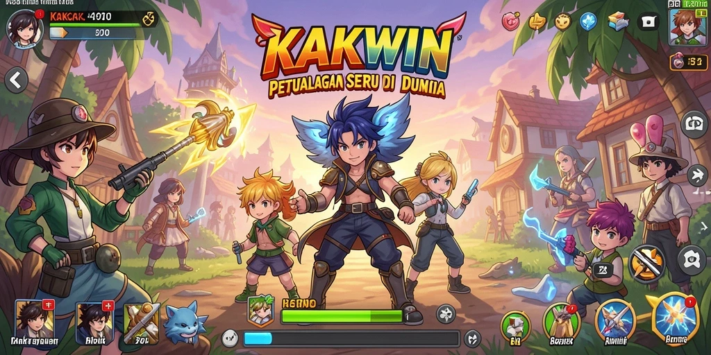 Tampilan gameplay KAKWIN yang penuh aksi dan karakter Anime keren.