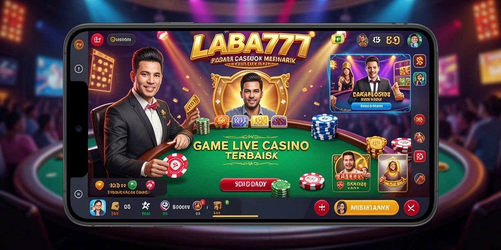 Screenshot LABA777 menampilkan dealer langsung dan permainan yang seru.