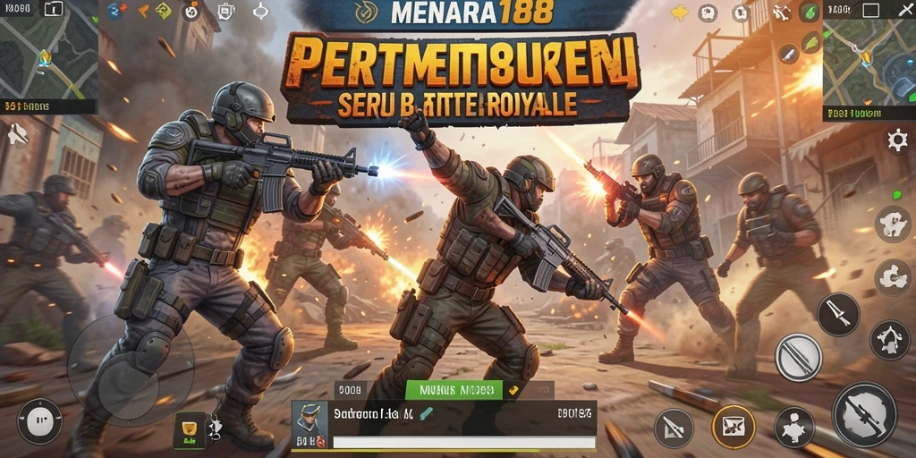 Tangkapan layar MENARA188 menampilkan pertempuran seru di pulau Battle Royale.