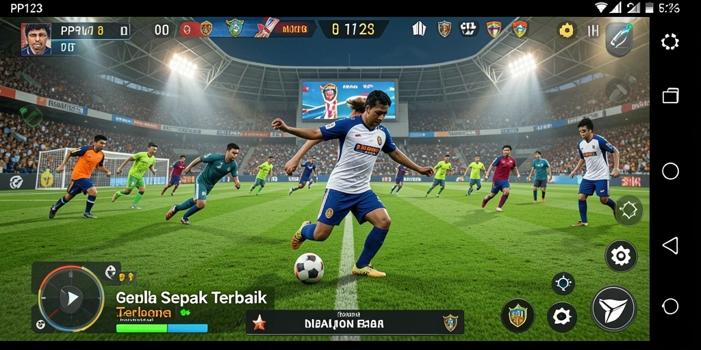 Tampilan gameplay PP123 yang mendebarkan dalam pertandingan sepak bola.