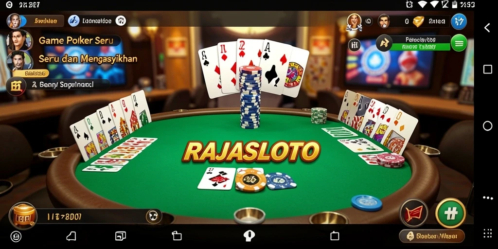 Tampilan gameplay RAJASLOTO yang menarik dengan permainan poker yang seru.