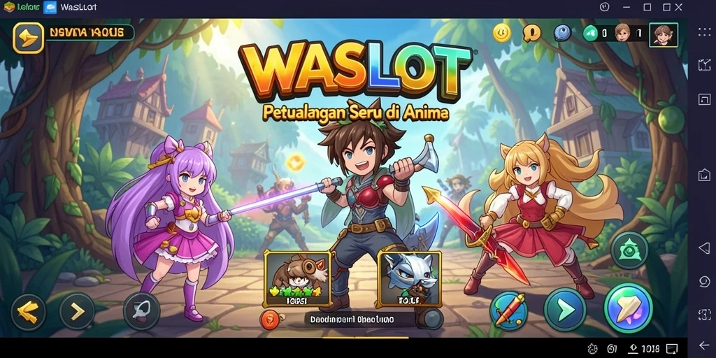 Tampilan menggembirakan dari gameplay WASLOT dengan karakter anime yang hidup.